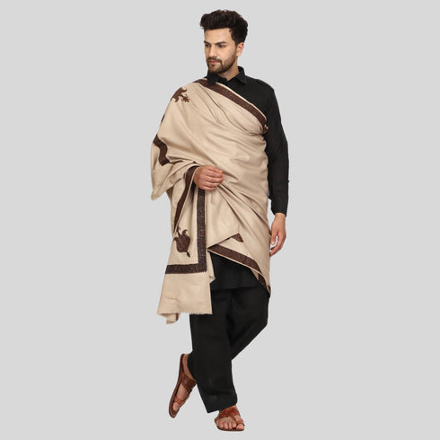 Men's Kashmiri Embroidered Wool Shawl